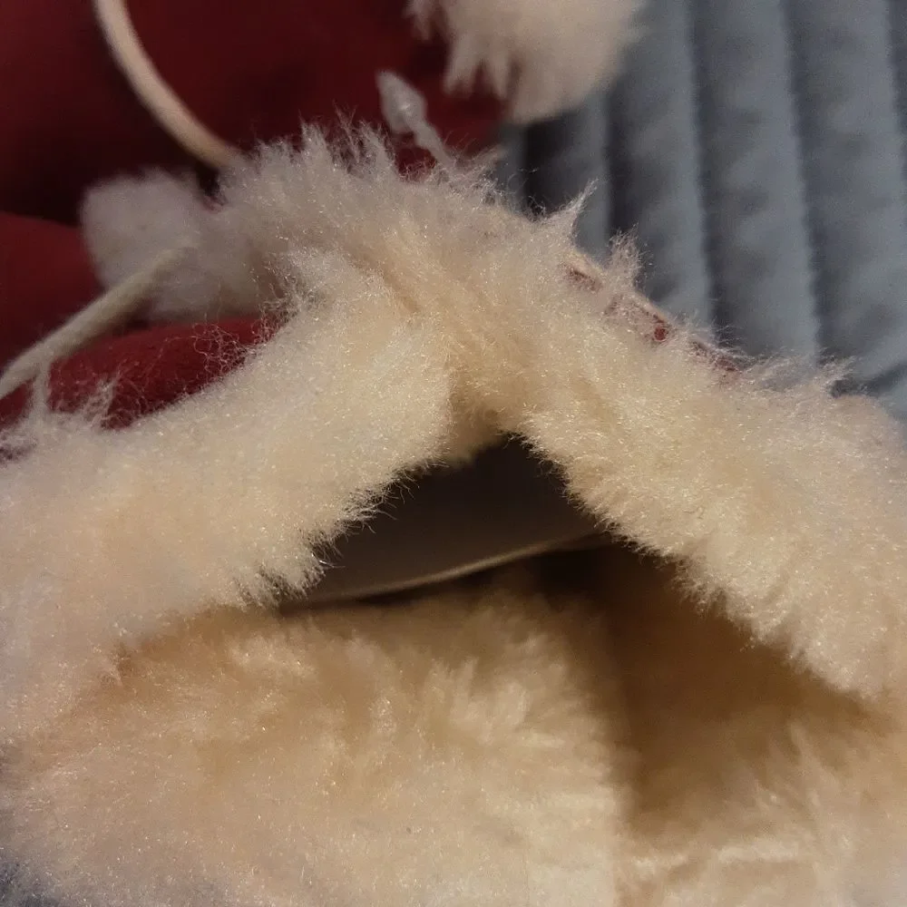 Suede Baby Boots Faux Fur Rust with Cream‎ Lining size 1 NEW